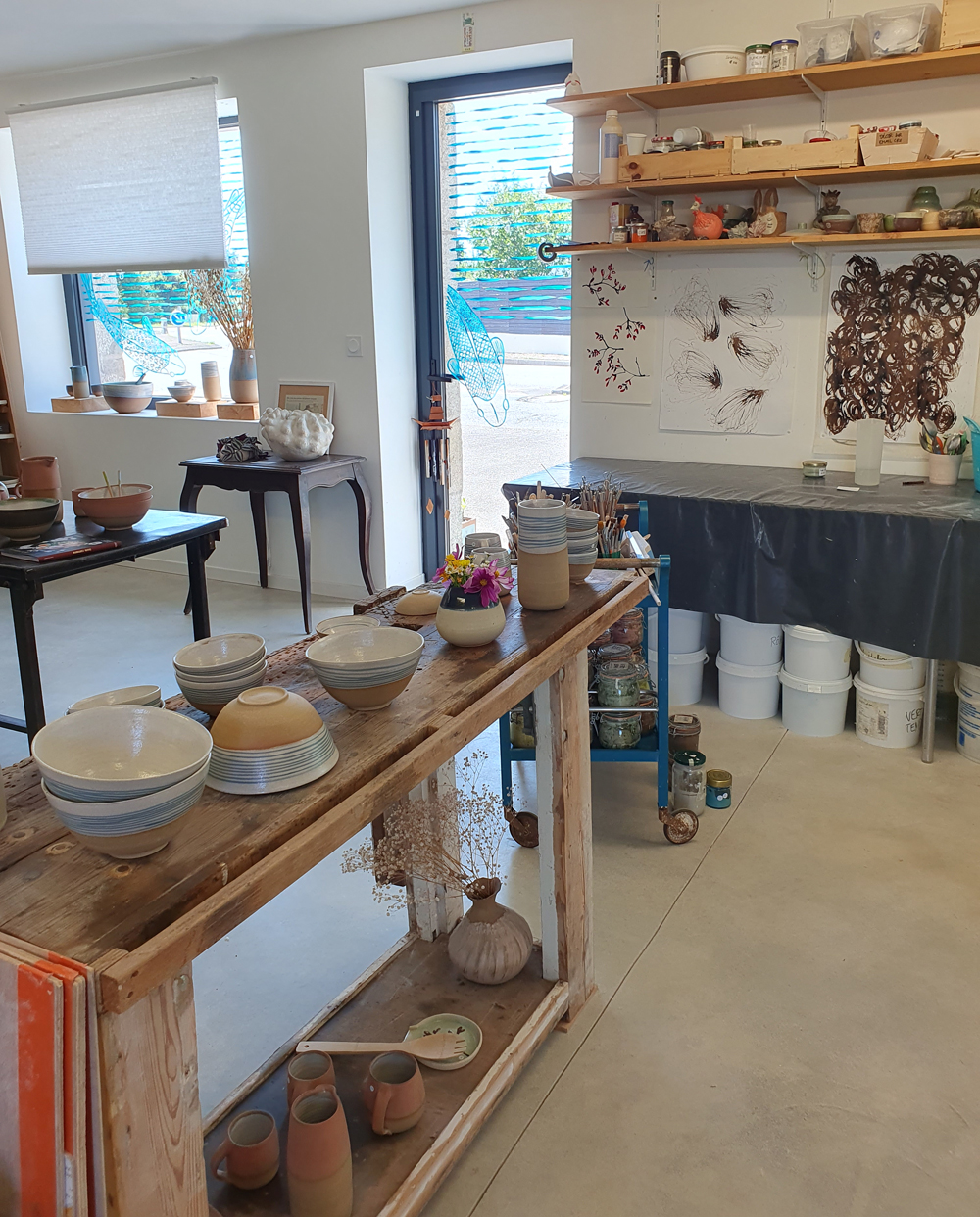 Poteries de saison, Séné, céramique, Vannes, Morbihan, Bretagne, stages, cours,, vaisselle, atelier